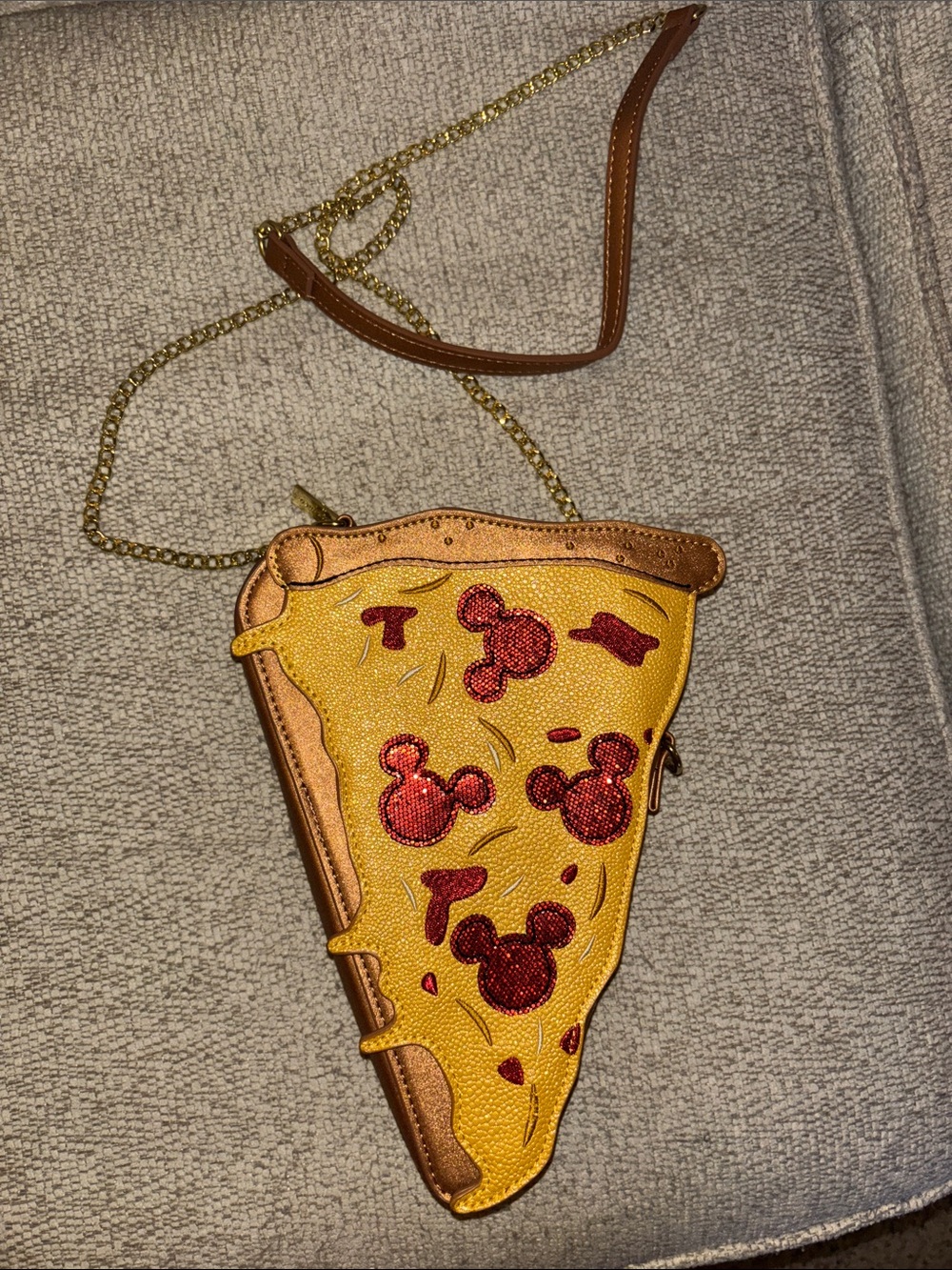 Disney Parks Novelty Pizza Slice Crossbody Bag - Yellow with Red Accents